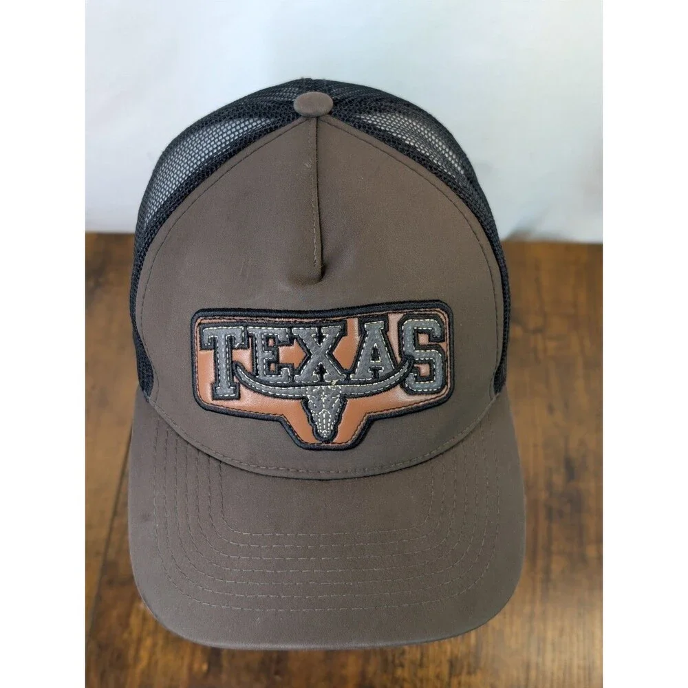 Black Eagle by Ace Cap Texas Longhorn Trucker Hat Snapback Brown Mesh Cap Vtg...